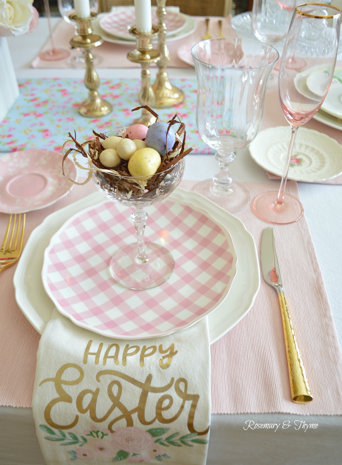 Pink and white  Easter table from Rosemarty & Thyme
