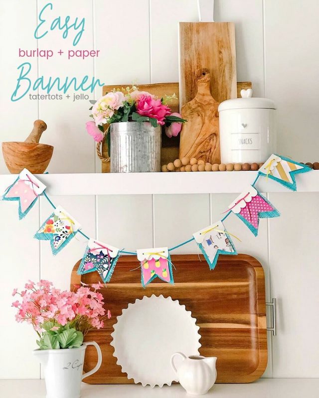 Scallop Paper and Burlap Banner with Free Templates