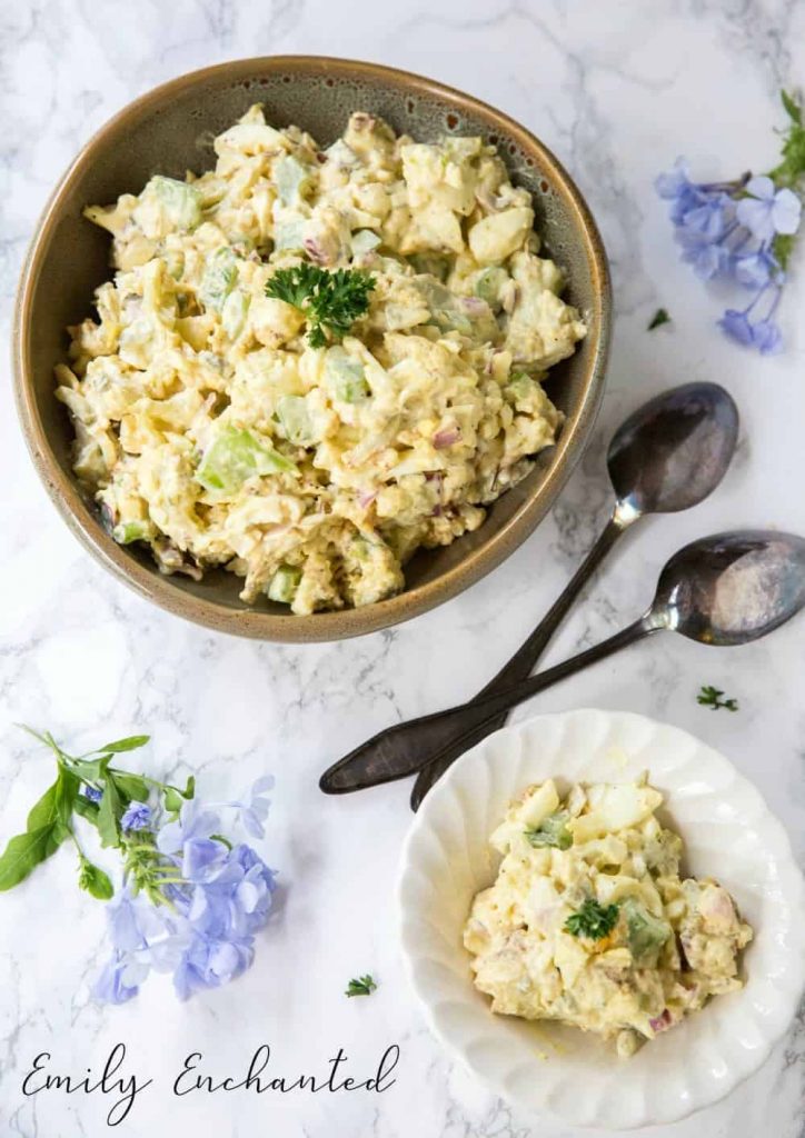 3 Point Weight Watchers Low Carb Cauliflower Potato Salad @ Emily Enchanted