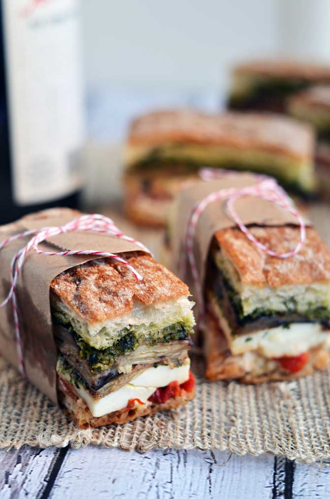 Eggplant, Prosciutto, and Pestro Pressed Picnic Sandwiches @ Host The Toast