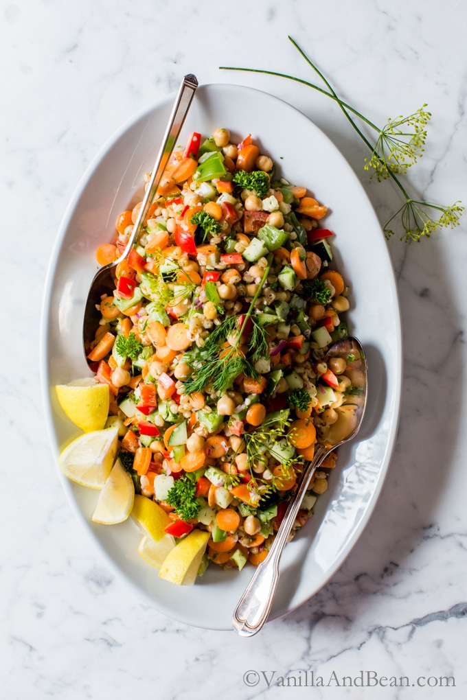 Garbanzo Summer Salad with Creamy Dill Dressing @ Vanilla and Bean