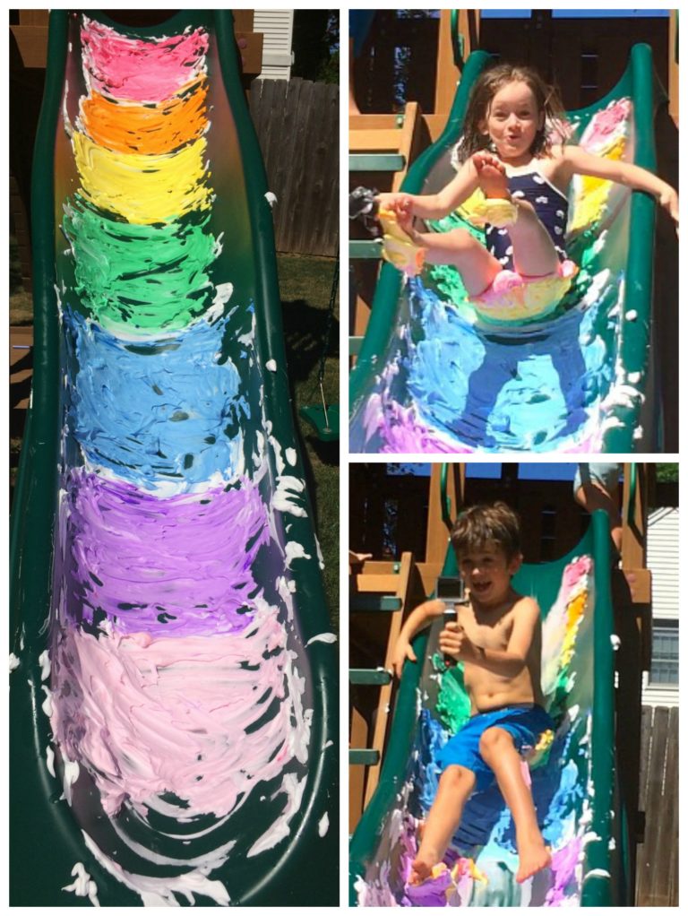 Rainbow Shaving Cream Slip and Slide