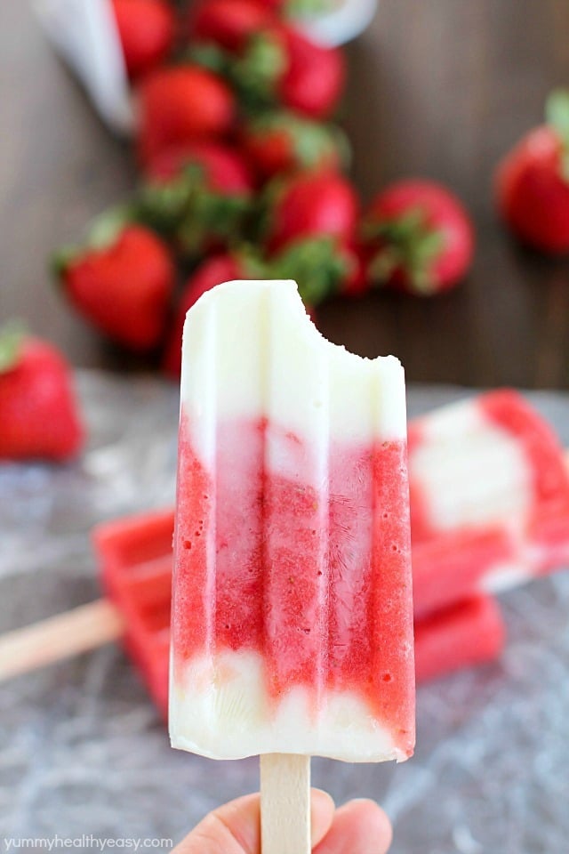 Strawberry Yogurt Popsicles @ Yummy Healthy Easy