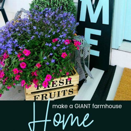 How to make a GIANT farmhouse HOME sign for just a few dollars! Create a focal point for your front door or mantel in just minutes with this easy tutorial!