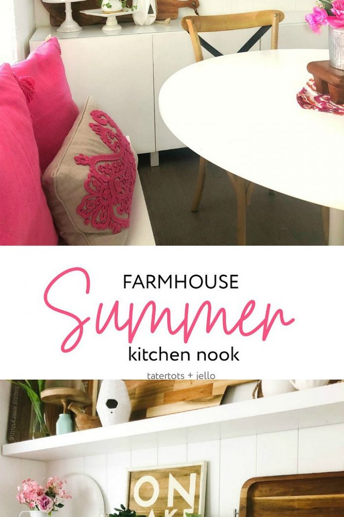 Colorful Summer Farmhouse Kitchen Nook + DIY ADVENTURE Banner