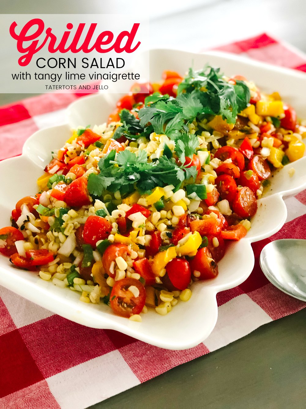 Grilled Corn Salad with Tangy Lime Vinaigrette. Looking for the perfect salad to make this summer? This one takes fresh corn and peppers and grills them to bring out the most flavor, mix more fresh veggies and top it with a refreshing citrus lime vinaigrette dressing.