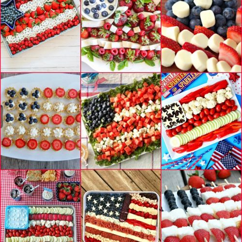 The 12 BEST Patriotic Flag Fruit and Veggie Platters. Create a healthier snack tray for Memorial Day or the Fourth of July with these fruit and veggie tray ideas!