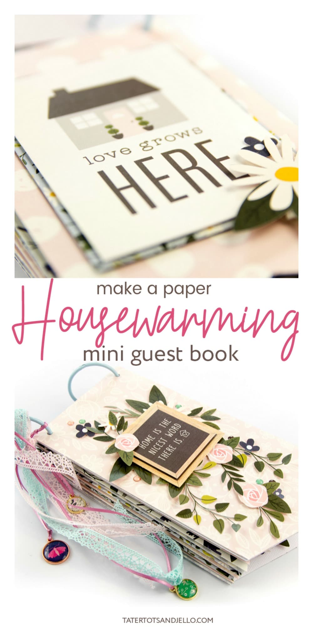 How to make a housewarming paper mini book! Create a beautiful keepsake for your home or as a housewarming gift for a new home. Guests can leave a special memory or photo of the time they visit! ﻿