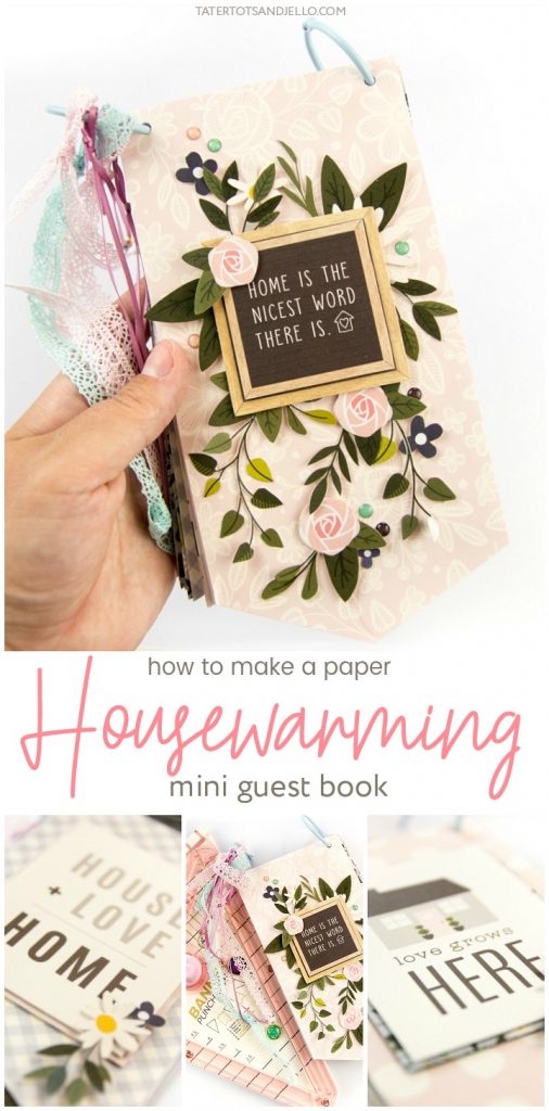 How to make a housewarming paper mini guest book! Create a beautiful keepsake for your home or as a housewarming gift for a new home. Guests can leave a special memory or photo of the time they visit! 