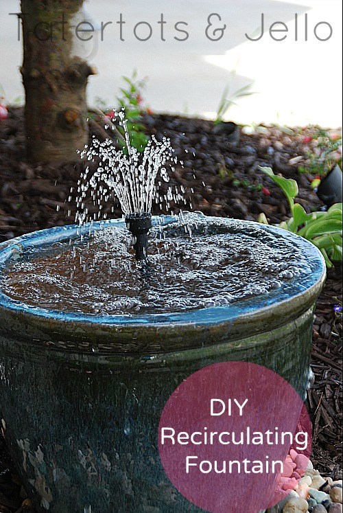 DIY Recirculation Fountain. Create a soothing fountain for your yard with just a few simple items from the hardware store. Make a soothing recirculating fountain for your home this summer!  