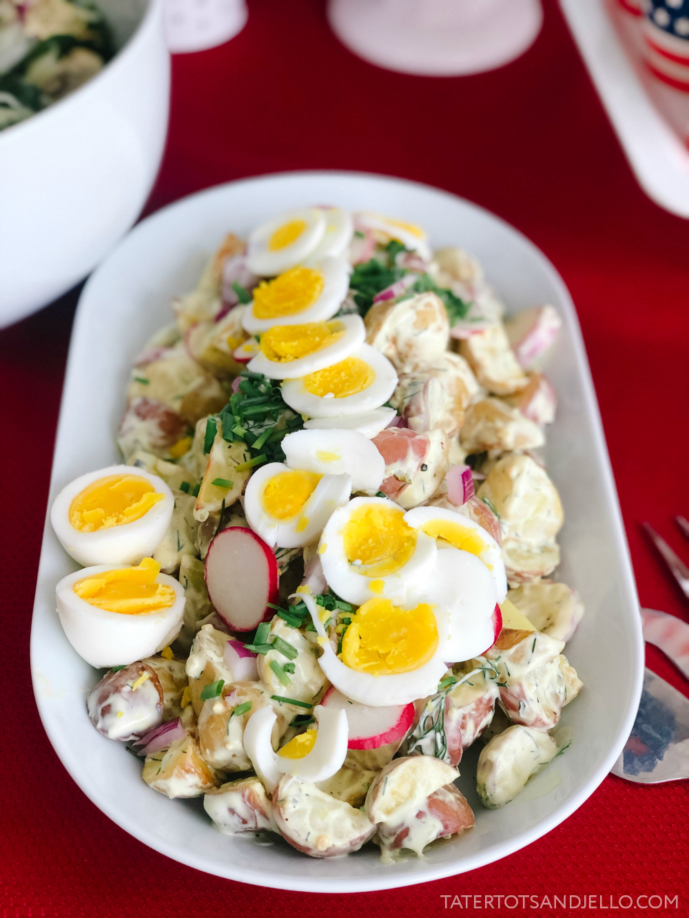 Roasted Herb Ranch Potato Salad. Flavorful herbs and potatoes are roasted, combined with crunchy veggies and a mouth-watering herbed ranch sauce for a potato salad that is out of this world!