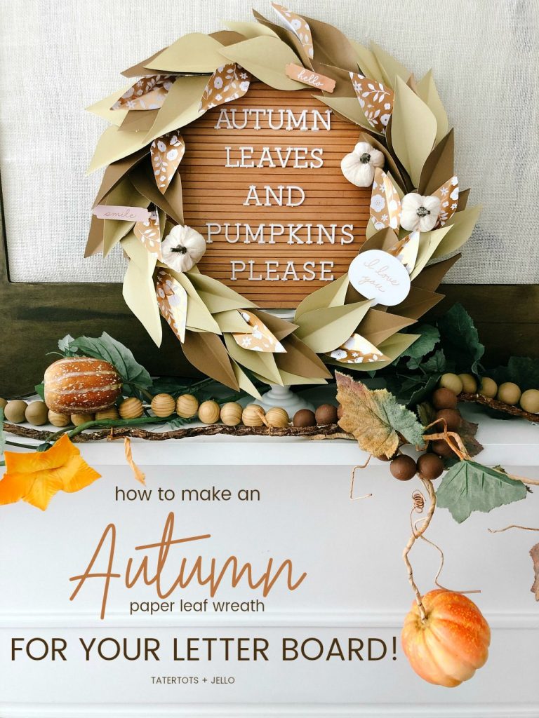 How to Make an Autumn Paper Leaf Wreath! Turn paper into a gorgeous paper leaf wreath that you can use by itself or pair it with a letter board for a beautiful Autumn centerpiece! ﻿