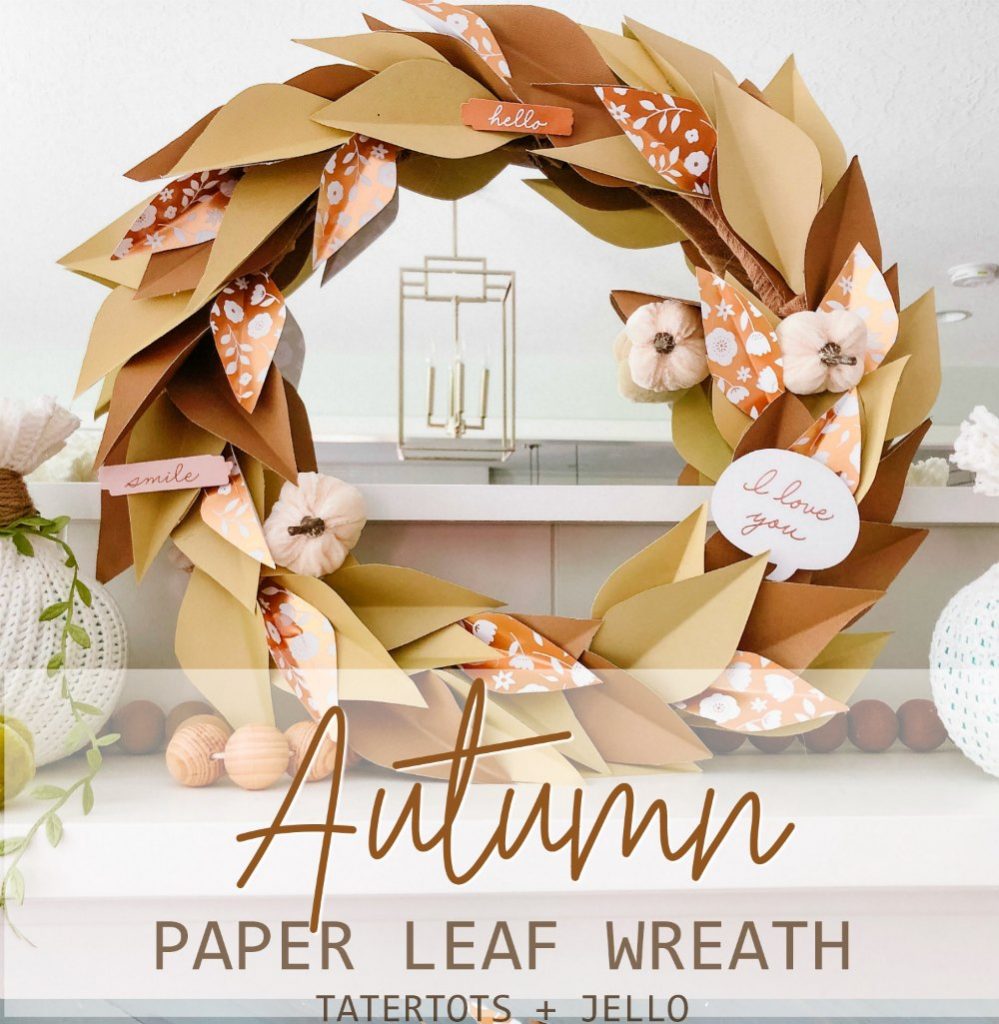 How to Make an Autumn Paper Leaf Wreath! Turn paper into a gorgeous paper leaf wreath that you can use by itself or pair it with a letter board for a beautiful Autumn centerpiece! ﻿