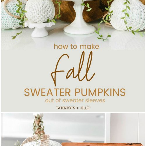 How to make easy fall sweater pumpkins. Use inexpensive dollar store pumpkins and transform them into beautiful decor with thrifted sweaters!