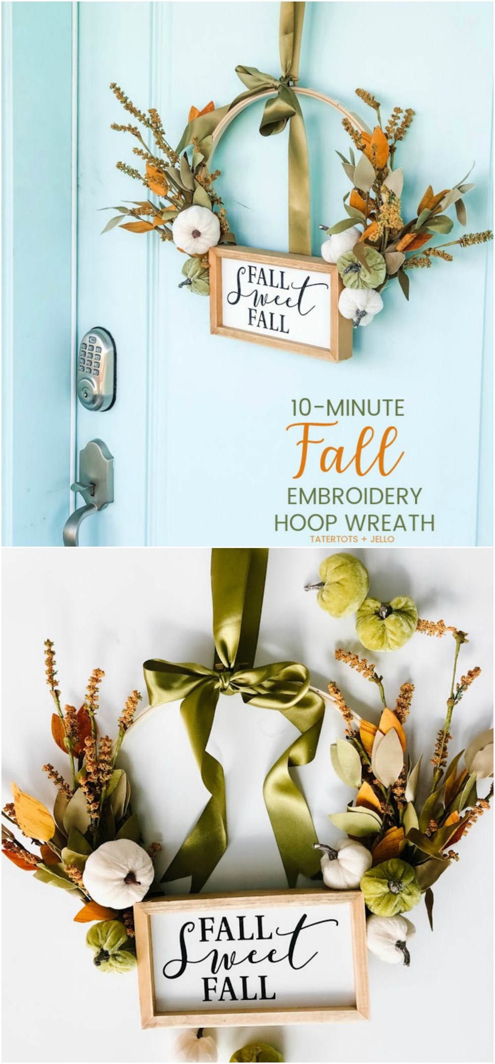 Make a Fall Embroidery Hoop Wreath! Only a few supplies are needed to create a beautiful wreath to display for Autumn and in less than 10 minutes you have a new fall wreath! ﻿