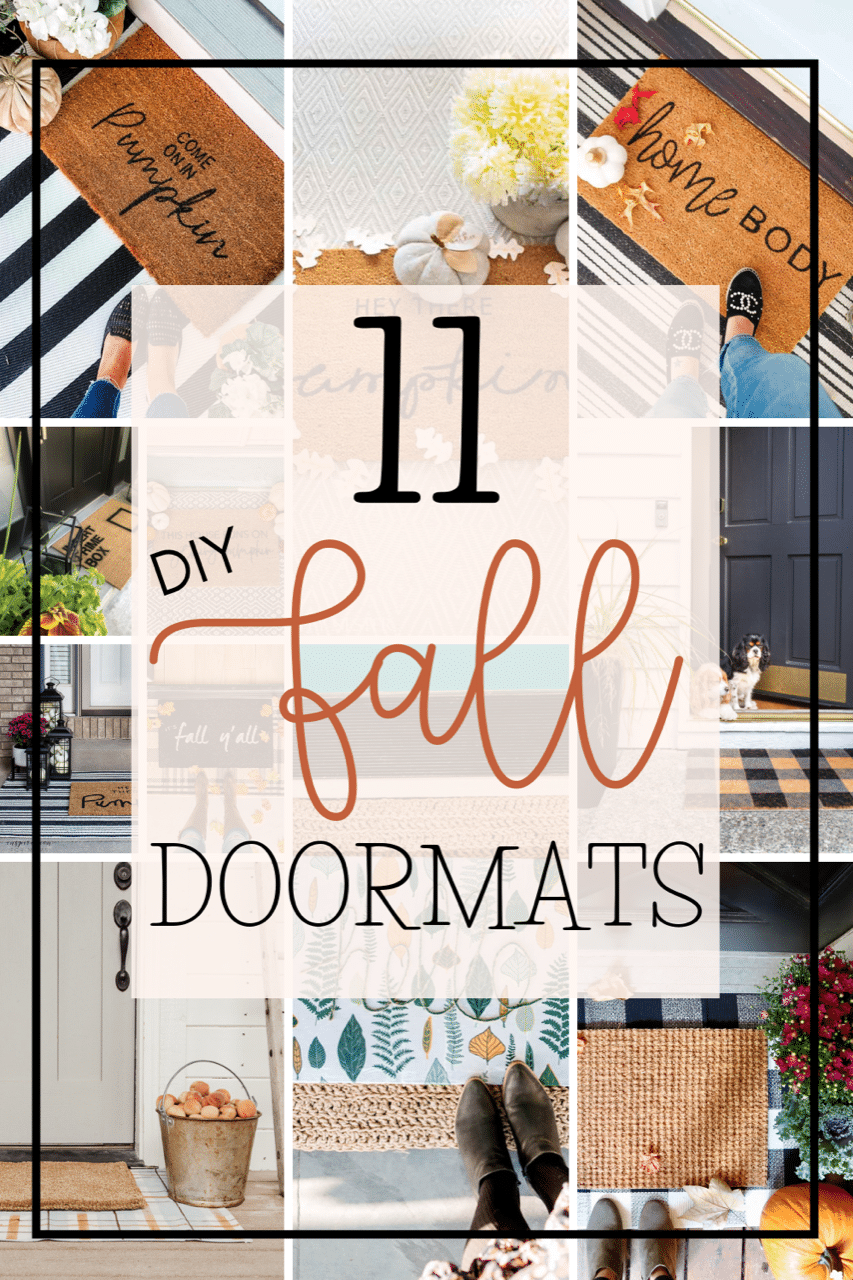 Make an Easy Fall Stenciled Doormat! All you need is a plain doormat vinyl, and paint to create a welcoming doormat for Fall. 