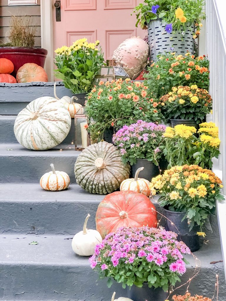 Copper, Gold and Blush Fall Porch Decorating Ideas!