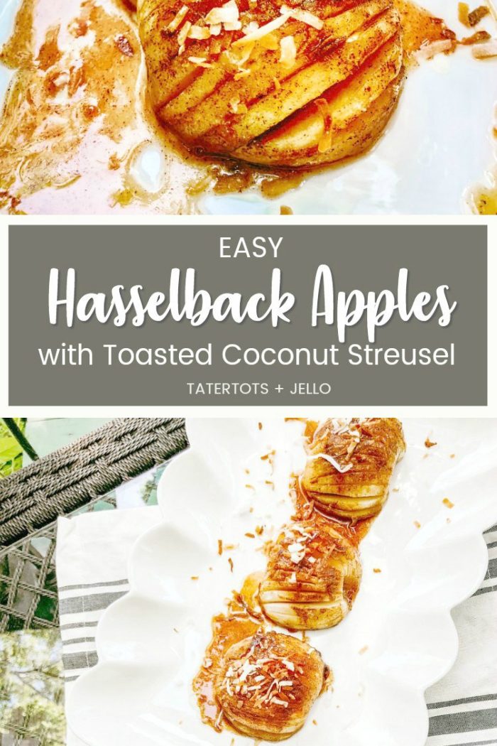 Hasselback Apples with Toasted Coconut Streusel
