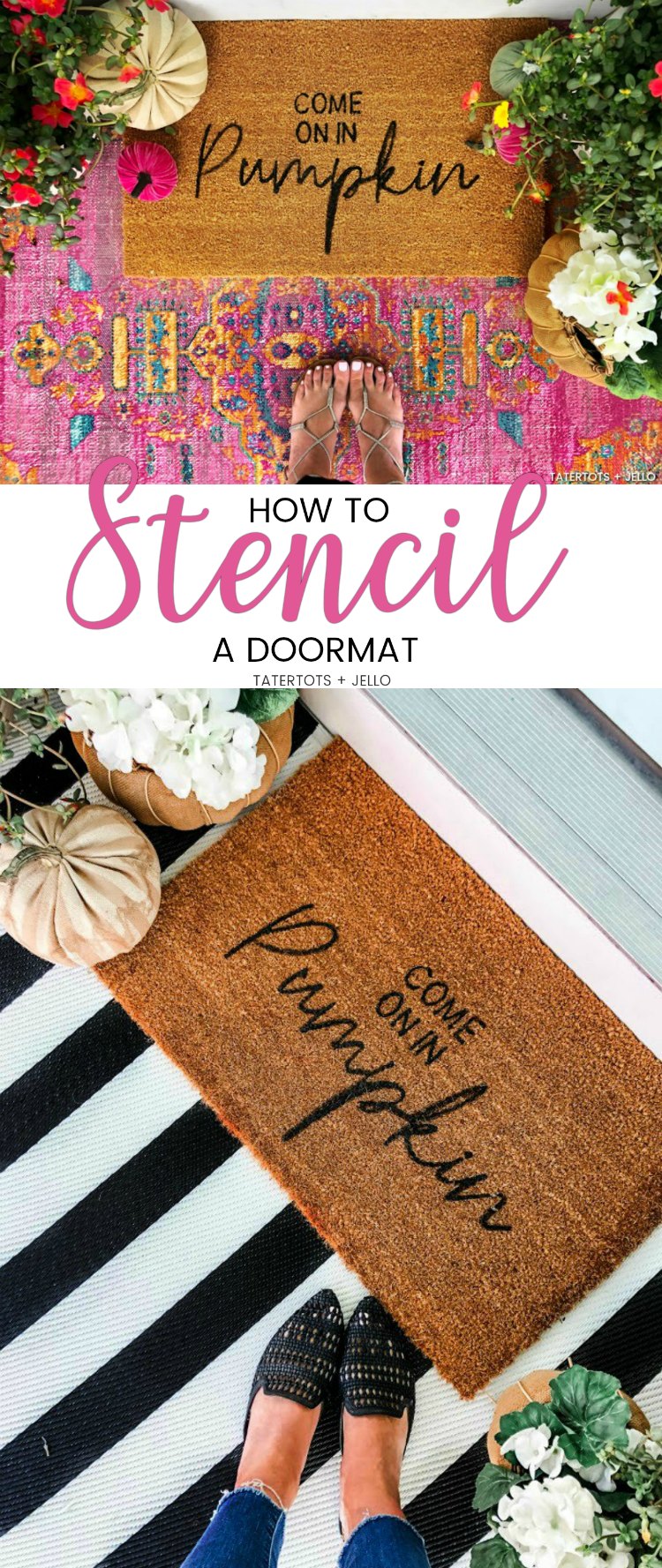 DIY Fall Stenciled Doormat - Lolly Jane