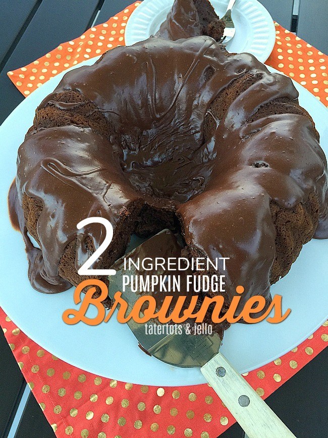 2 Ingredient Gooey Pumpkin Fudge Brownies