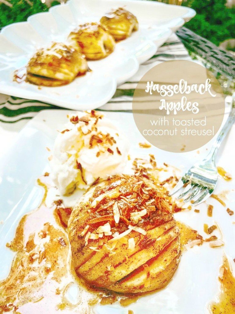 Hasselback Apples with Toasted Coconut Streusel