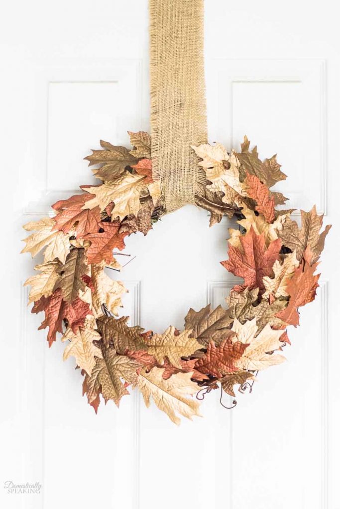 Metallic Browns and Gold Leaf Fall Wreath @ Domestically Speaking