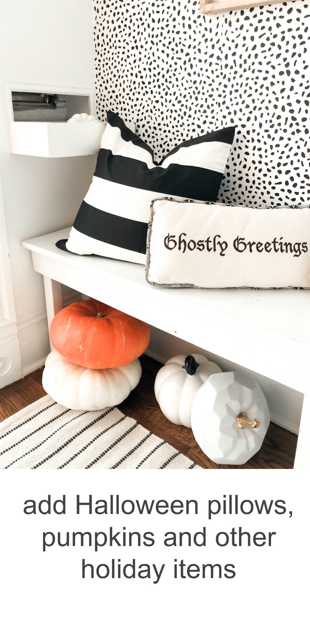 6 Ways to Create a Modern Farmhouse Halloween Entryway. Just because a space is small, doesn't mean it can't be BIG on style. Use removable wallpaper, spooky accents and an over-sized print to create a delightful Halloween space! 
