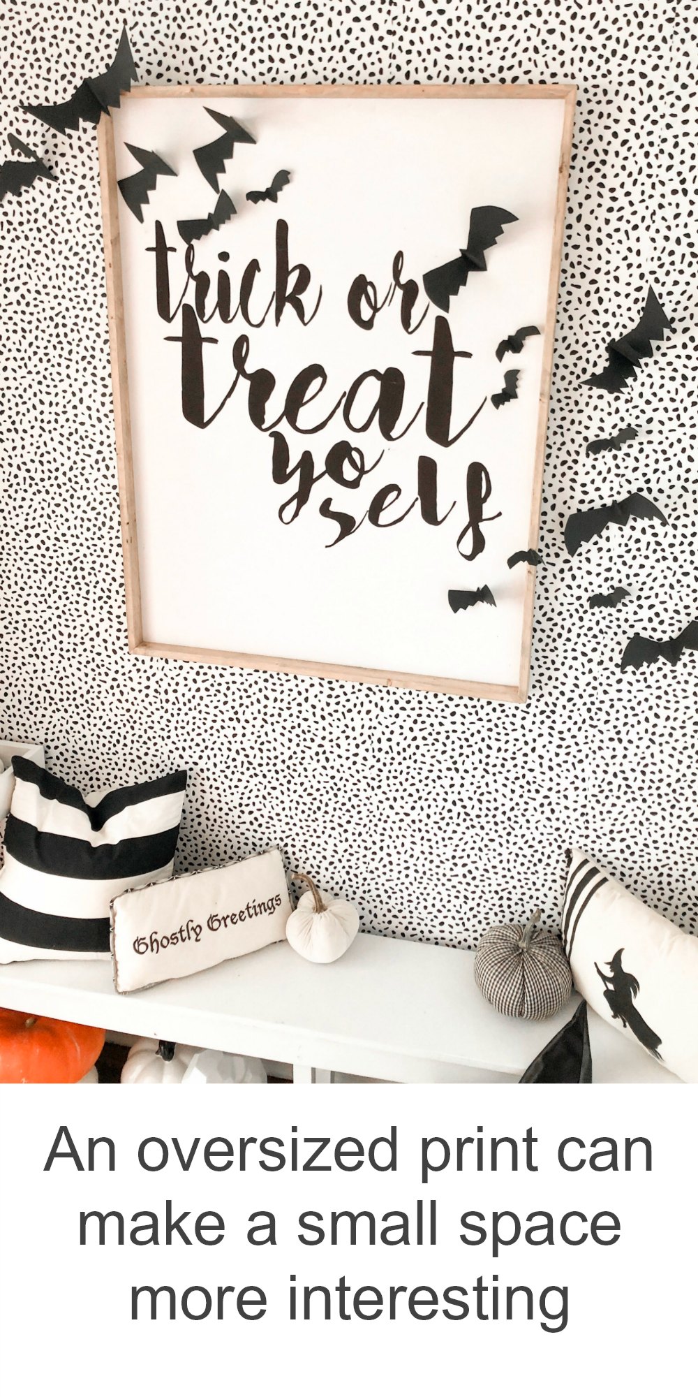 6 Ways to Create a Modern Farmhouse Halloween Entryway. Just because a space is small, doesn't mean it can't be BIG on style. Use removable wallpaper, spooky accents and an over-sized print to create a delightful Halloween space! 