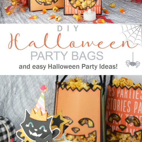 Halloween Pumpkin Paper Party Bags. Turn sheet of paper into festive pumpkin-shaped Halloween party bags and fill them with treats. Plus easy Halloween Party Ideas!
