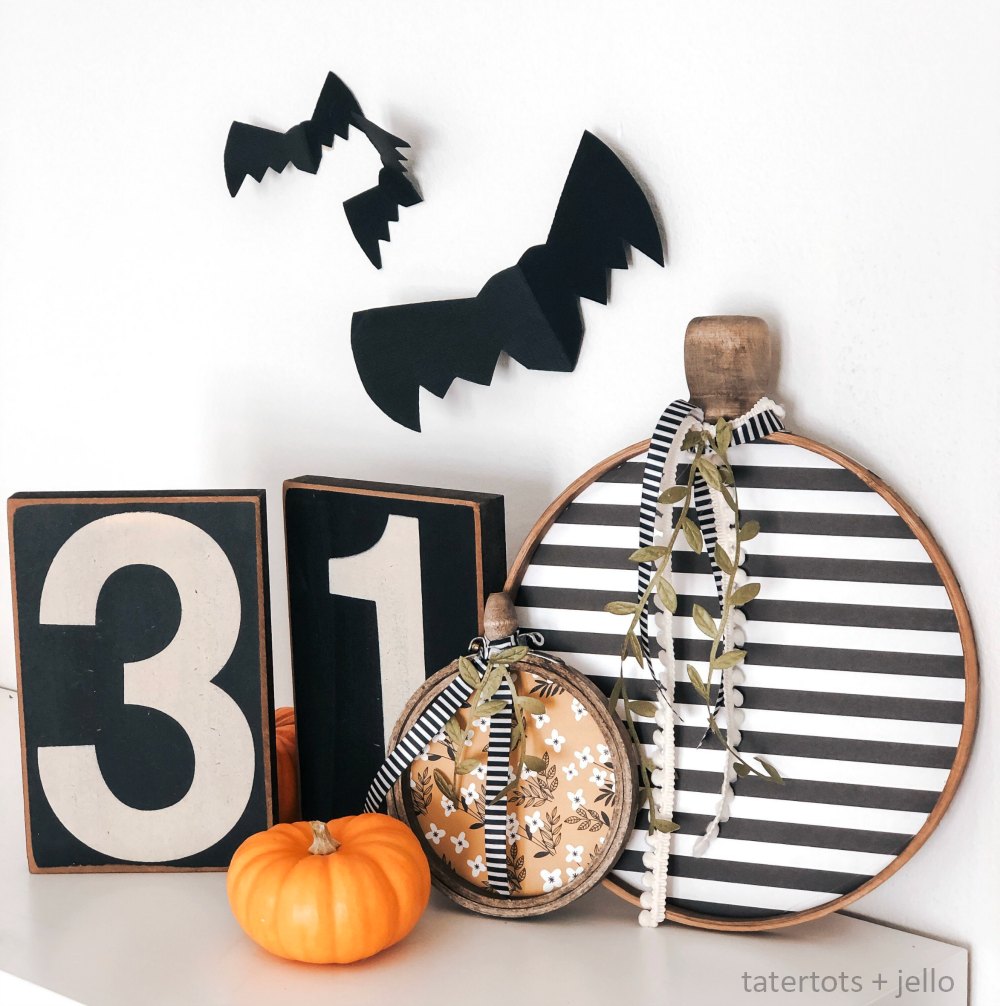 Embroidery Hoop Farmhouse Pumpkins. Turn embroidery hoops pretty and paper into adorable pumpkins you can display all fall long! 