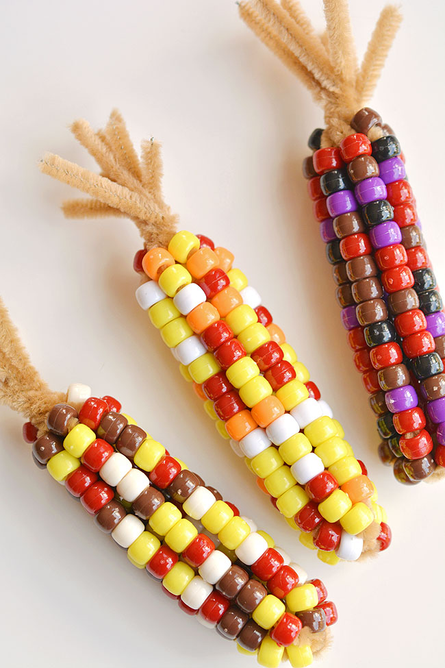 Beaded Pipe Cleaner Indian Corn @ One Little Project