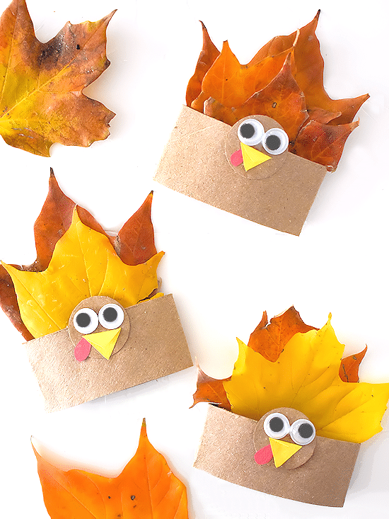 Cardboard Roll Fall Leaf Turkey Craft @ Our Kid Things