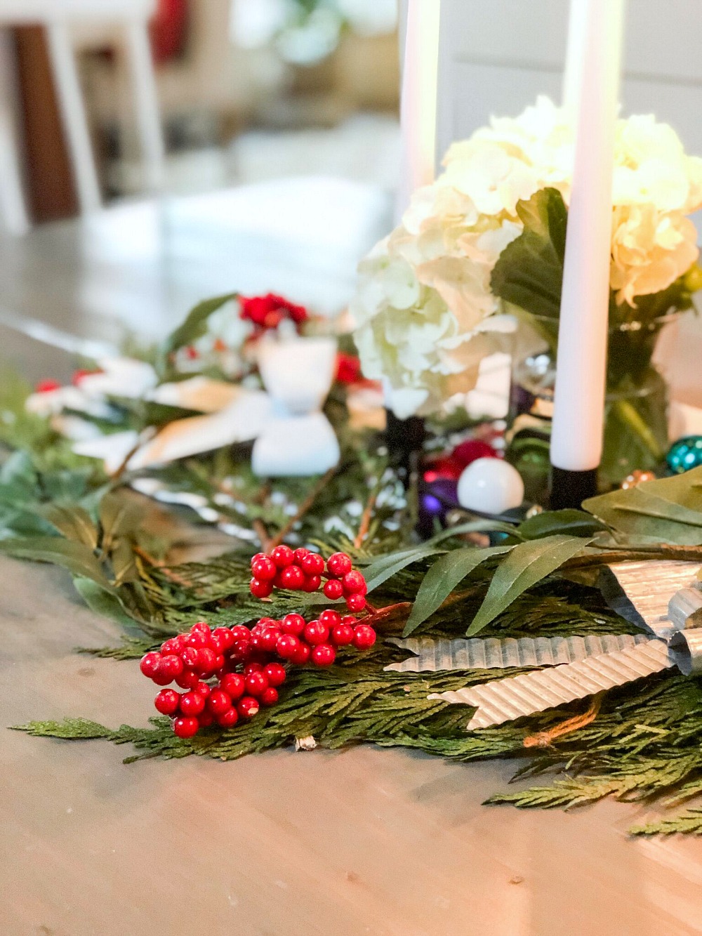 Dollar Spot Modern Farmhouse Holiday Centerpiece. How to make an easy Christmas centerpiece with a few items from Target's Dollar Spot.
