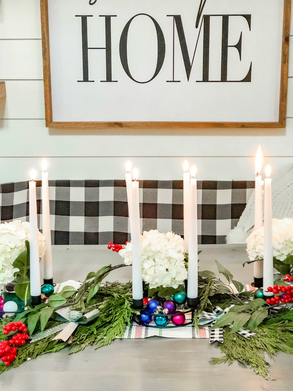 Dollar Spot Modern Farmhouse Holiday Centerpiece. How to make an easy Christmas centerpiece with a few items from Target's Dollar Spot.