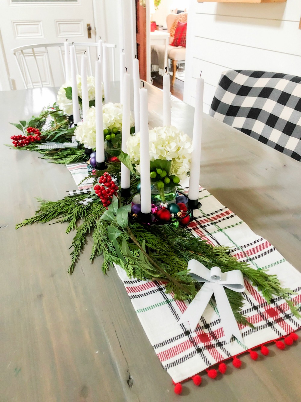 Dollar Spot Modern Farmhouse Holiday Centerpiece. How to make an easy Christmas centerpiece with a few items from Target's Dollar Spot.