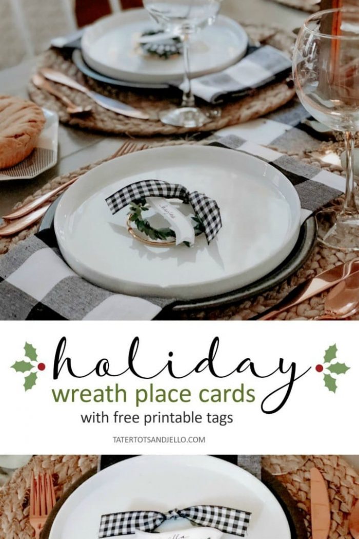 5-Minute Holiday Place Card Wreaths with Printable Tags