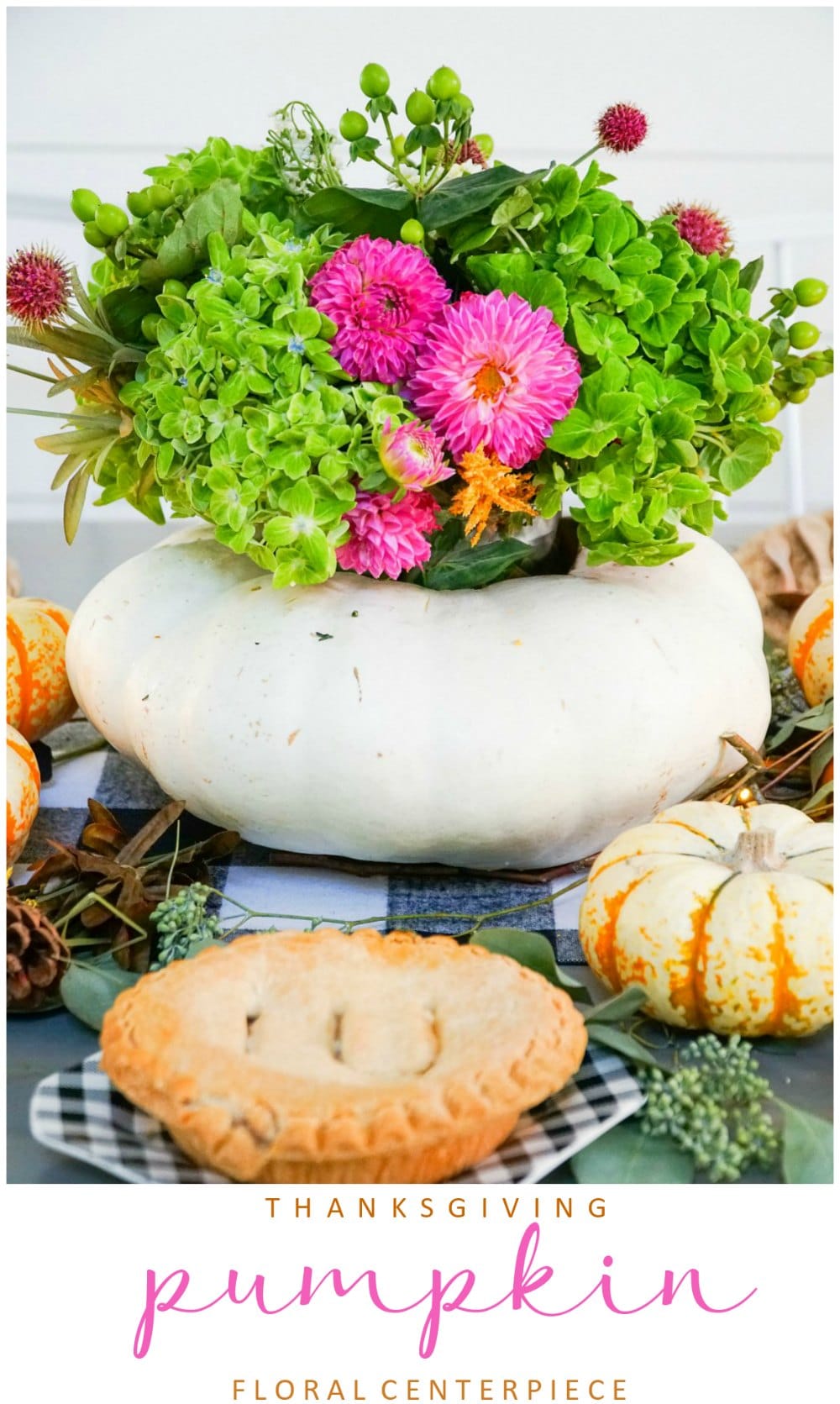 how to make a live pumpkin floral centerpiece for Thanksgiving 
