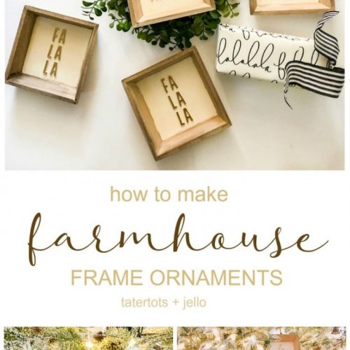 Farmhouse Christmas Sign Ornaments DIY. Create neutral farmhouse-style ornaments with $1 frames and thickers. It's so easy and goes with any decor! ﻿