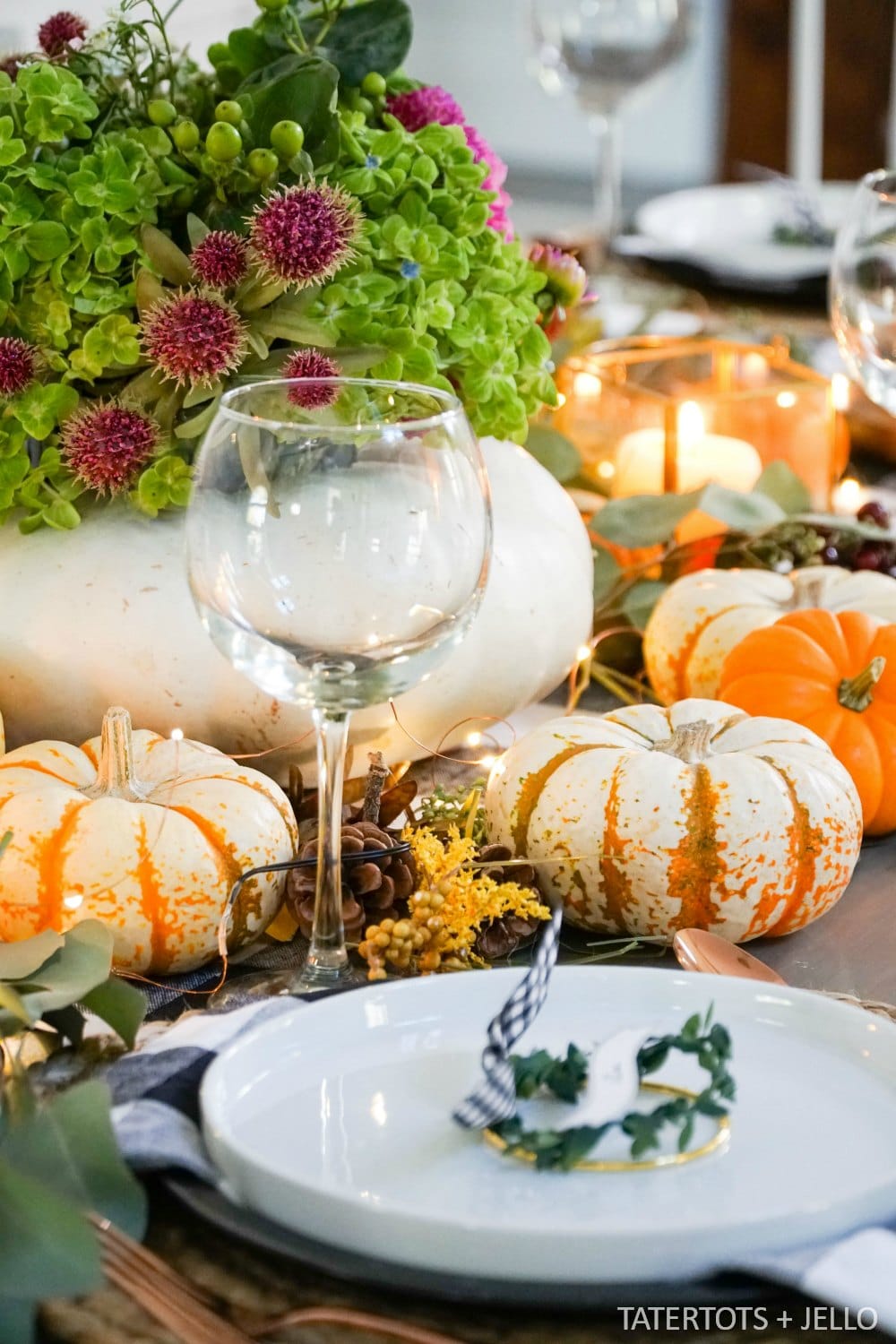 How to make a live pumpkin floral centerpiece. Create a gorgeous natural fall tablescape with a live pumpkin and fresh flowers. 