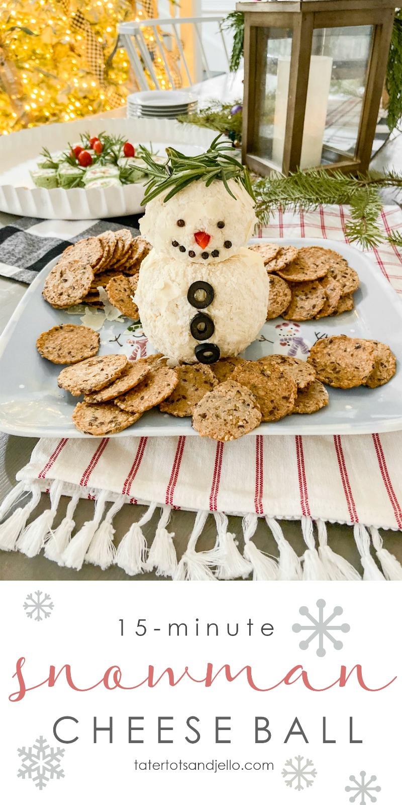 15-Minute Snowman White Cheese Ball Recipe. Mozzarella, cream cheese, Worchesterchire sauce and spices rolled in shaved Parmesan cheese. Divide the cheese ball into two parts and make it into a delightful snowman that will be the hit of any holiday or Winter party!