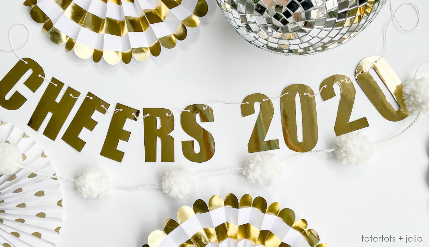 DIY New Years CHEERS Garland and Printable Template. Ring in the New Year with this easy garland. Just print the template on the back of whatever paper you want, cut it out and hang it up for instant NYE decor!