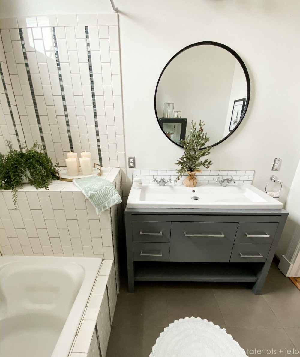 Modern Farmhouse Bathroom Update with Paint. Update a tired bathroom inexpensively and easily with paint, all it takes is a few hours plus Kilz primer and paint.