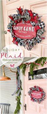 Easy Plaid Ribbon Holiday Wreath Tutorial!