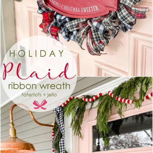 Easy Plaid Ribbon Holiday Wreath Tutorial. Use ribbon to create a festive plaid wreath that is perfect to display all holiday long!