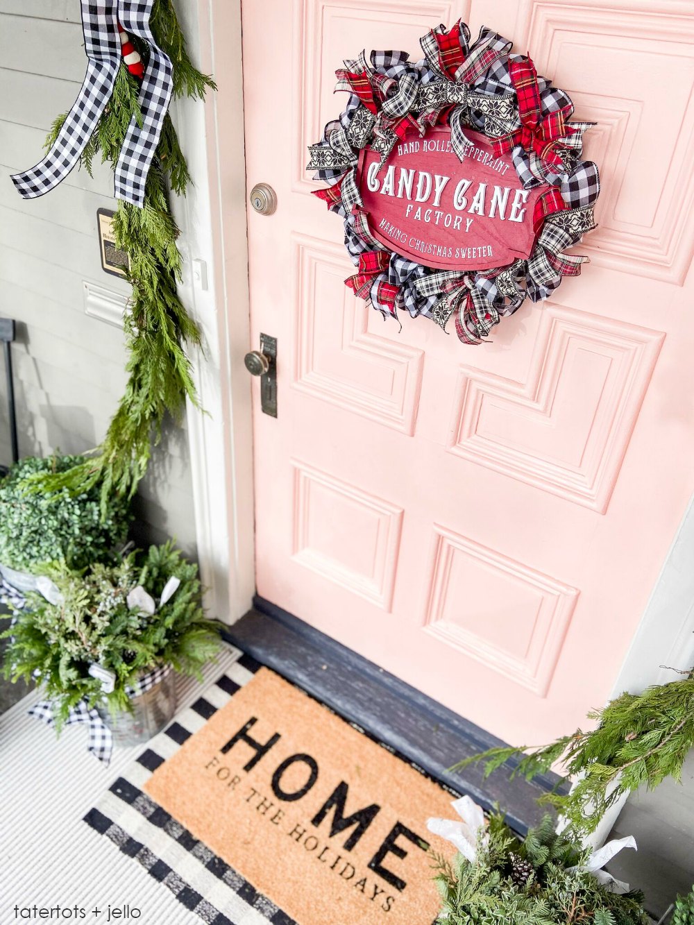 Easy Plaid Ribbon Holiday Wreath Tutorial. Use ribbon to create a festive plaid wreath that is perfect to display all holiday long!