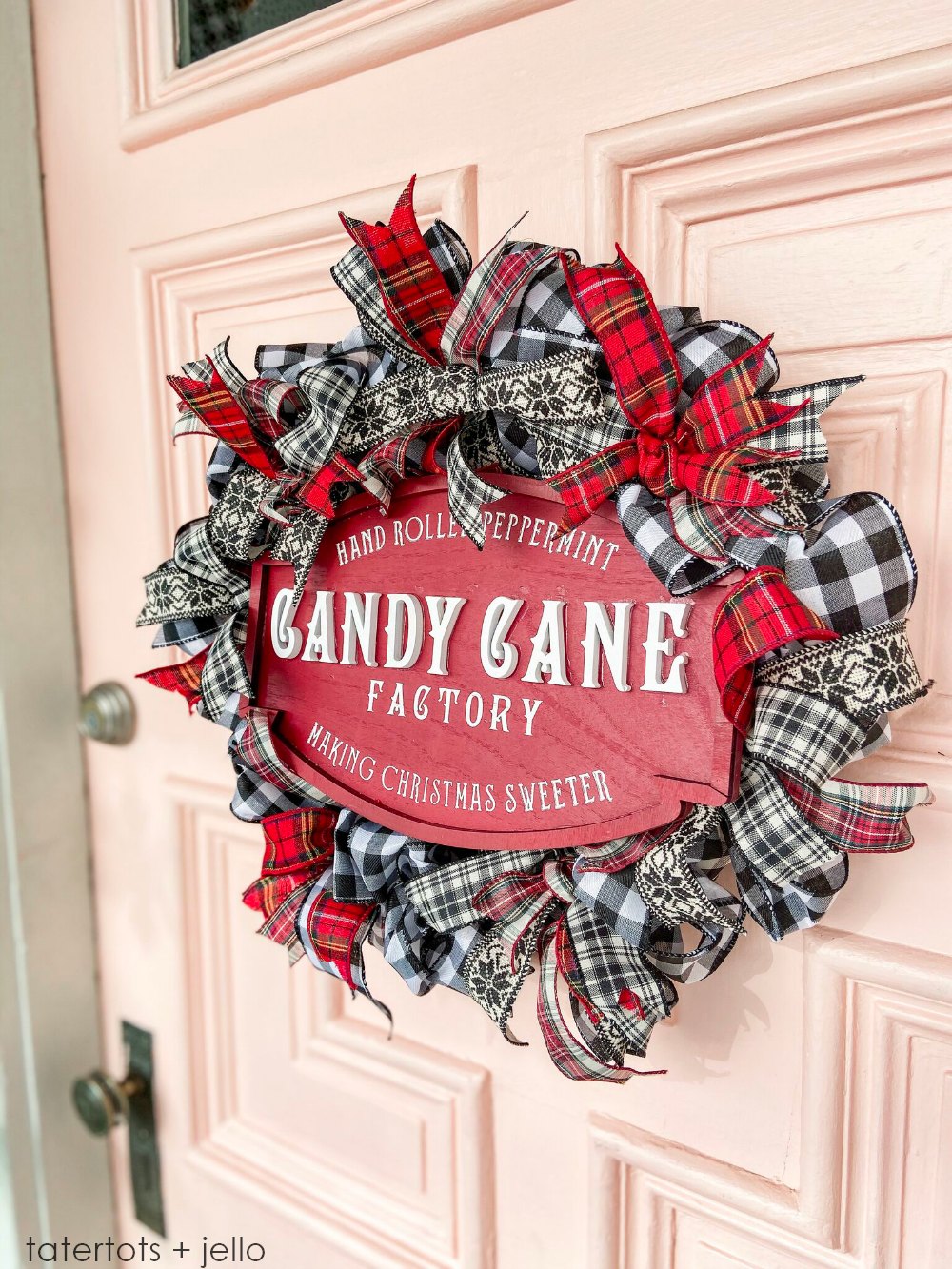 Easy Plaid Ribbon Holiday Wreath Tutorial. Use ribbon to create a festive plaid wreath that is perfect to display all holiday long!