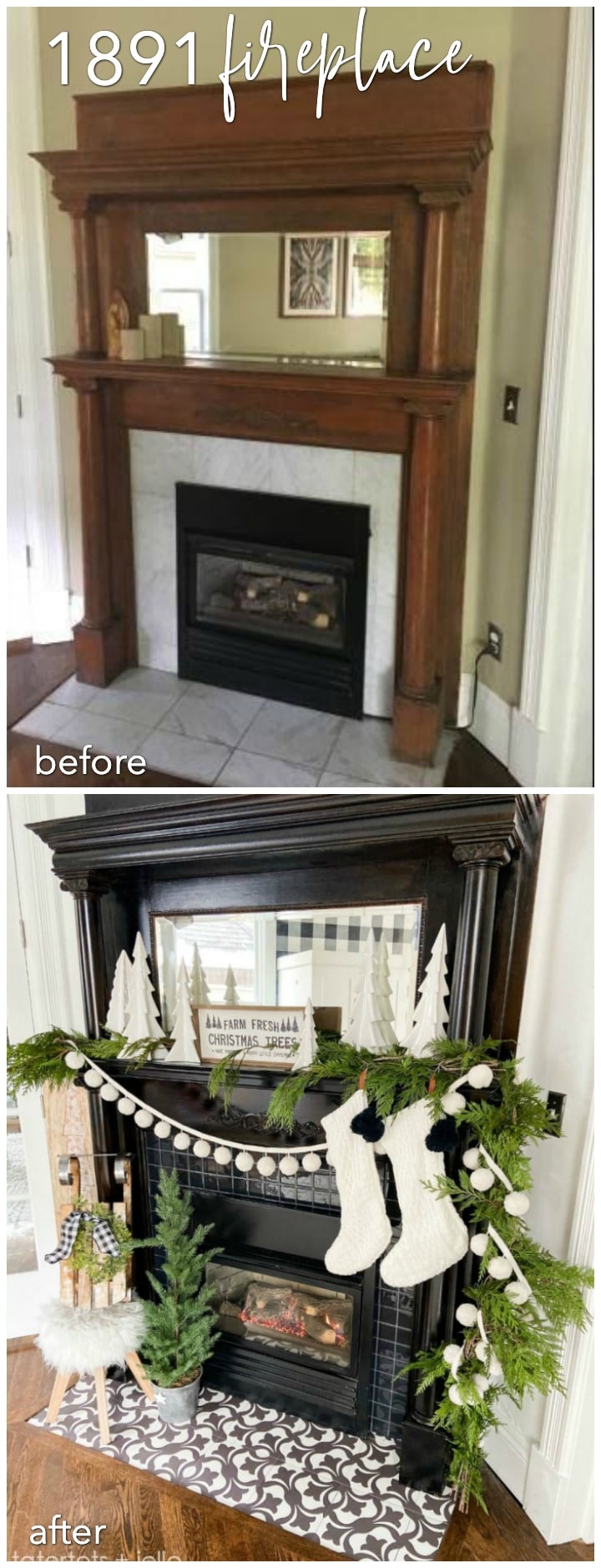 1891 vintage fireplace makeover before and after restoration for less than $200.