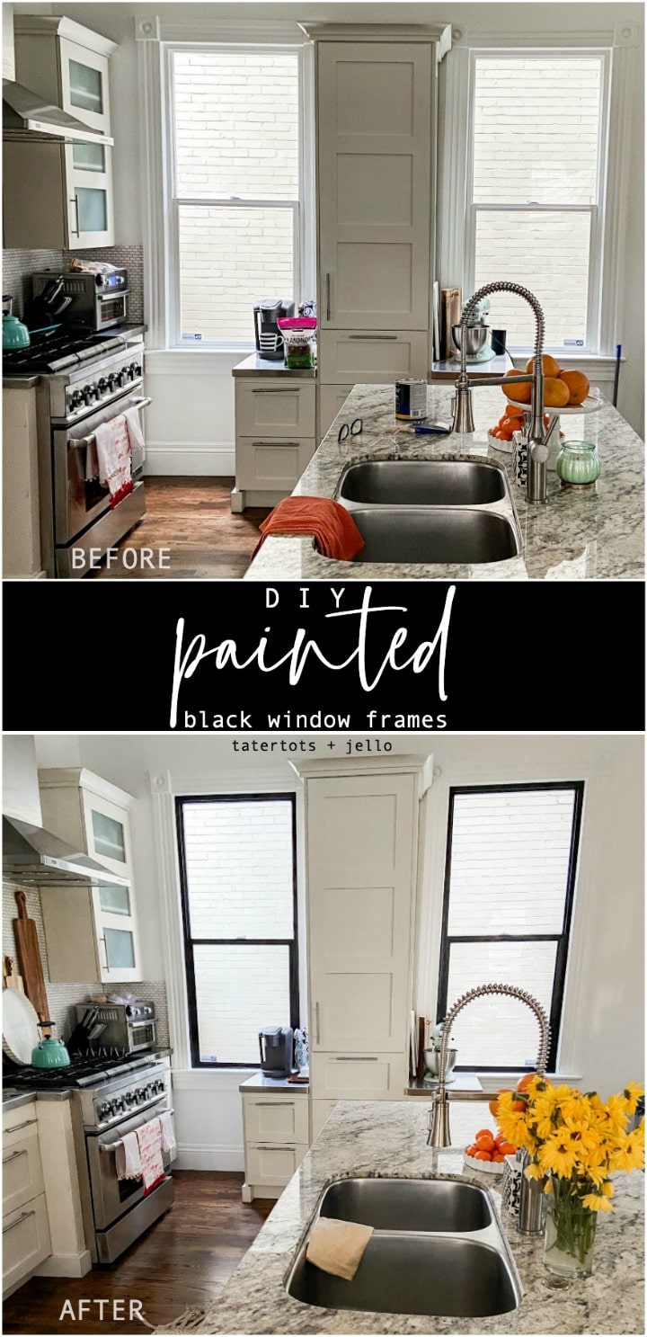 DIY Black Painted Window Frames. Get the high-end, modern look of black windows by painting the frames for a fraction of the cost of new windows.
