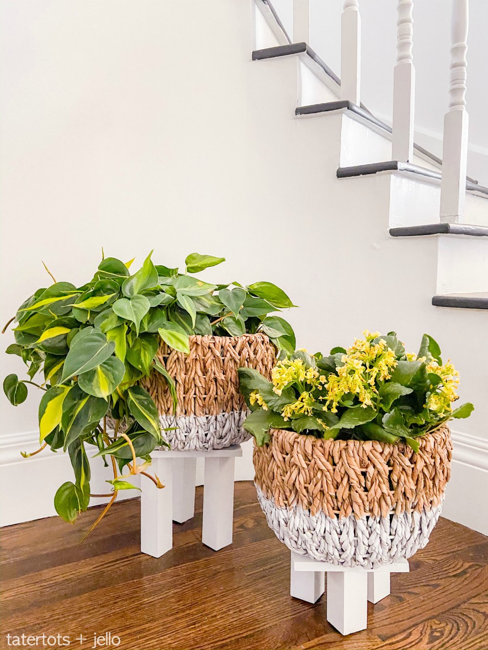 Anthropologie Inspired Dipped Basket Planters With Legs