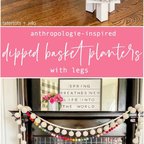 Anthropologie-inspired basket planters with legs. Raise your plants off the ground for better display with these DIY dip-dyed basket planters!